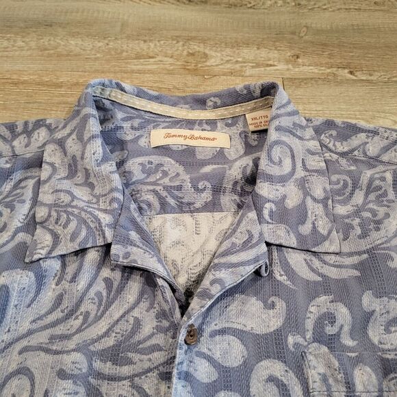 Tommy Bahama Silk Hawaiian Palm Tree Leaf Designed Button Up Shirt Mens Size XXL - Picture 5 of 9